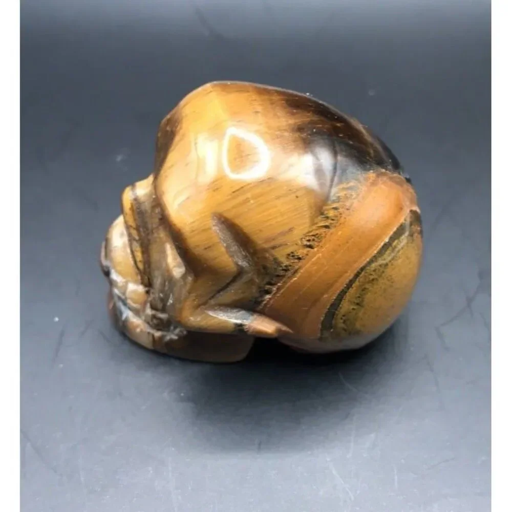 Tiger Eye Skull Carving